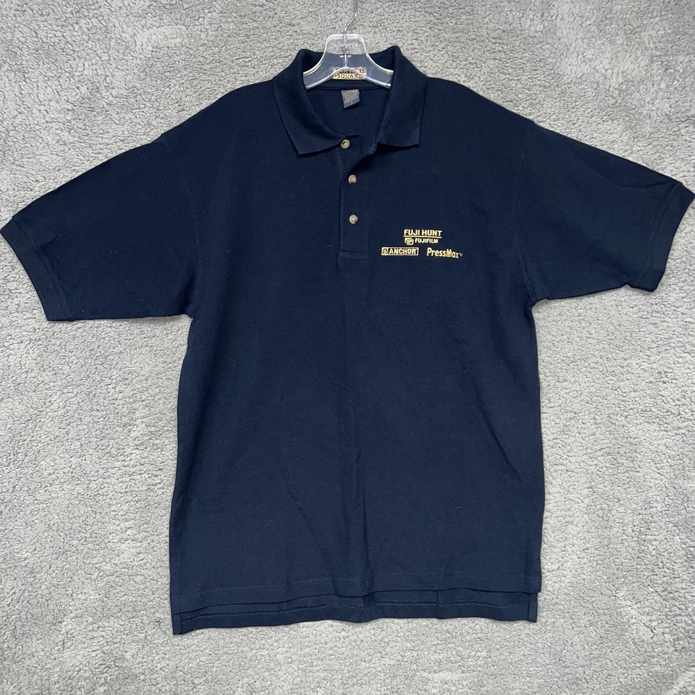VTG Harvard Square Shirt Mens Sz L Black Fujifilm Polo Egyptian Cotton Embroider